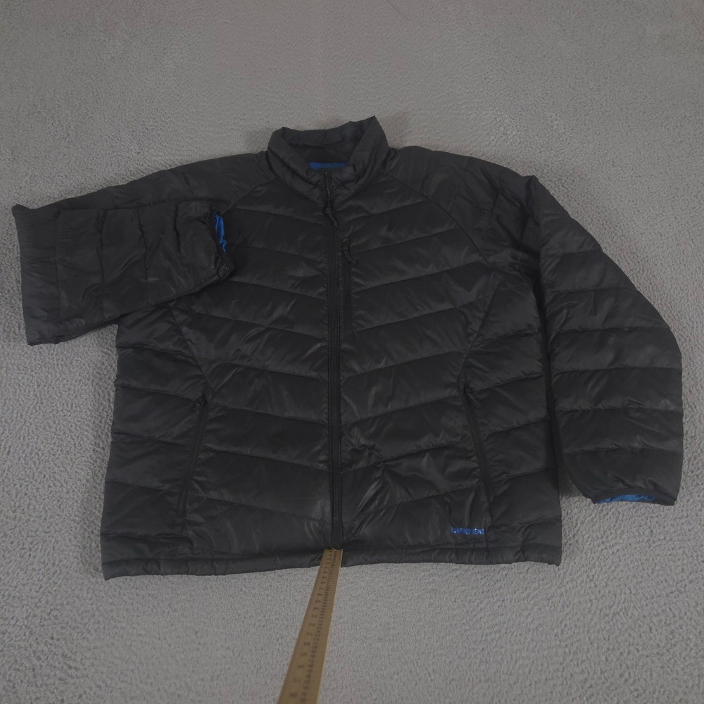 Lands' End Jacket Mens XL Black Ultralight 800 Down Puffer Quilted Full Zip Coat